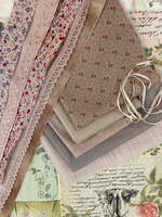 Набор лоскутов, тесьмы. кружева и кожи для изготовления куклы (ткани Италия) натуральное окрашивание