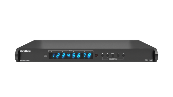 Wyrestorm MXV-0808-H2A-KIT - матричный коммутатор 8×8 4K60 HDBaseT с 8 приемниками в комплекте, 4K@60 (4:4:4) до 35м, FuLL HD до 70м, HDMI 2.0, HDCP 2.3, деэмбедирование аудио, EDID, LAN, RS-232, ИК, PoH