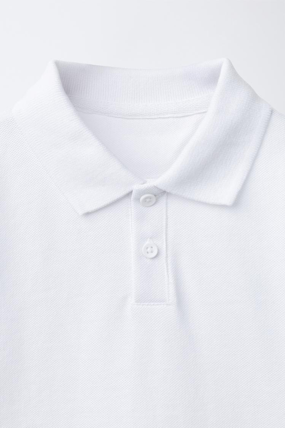 ZARA ОДНОТОННОЕ ПОЛО ПИКЕ, БЕЛЫЙ