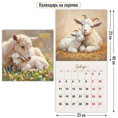 Календарь на скрепке 230х230 2027 "Символ года" 10095 (Квадра)