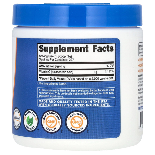 Nutricost, витамин C, без добавок, 227 г (8,1 унции)