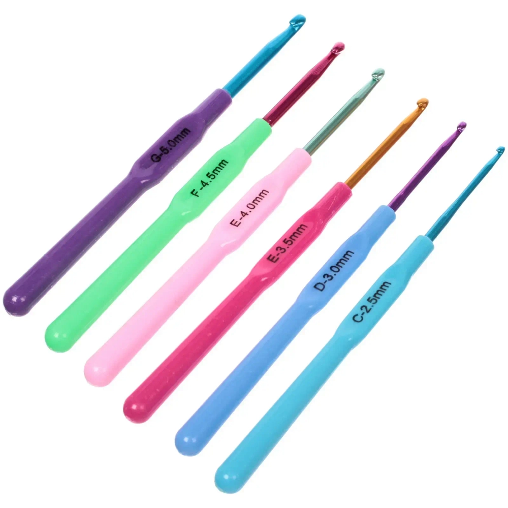 Крючки вязальные металлические в наборе 6шт «Favorite Hous», цвет как на фото, от 2.5мм до 5мм (в пакете)