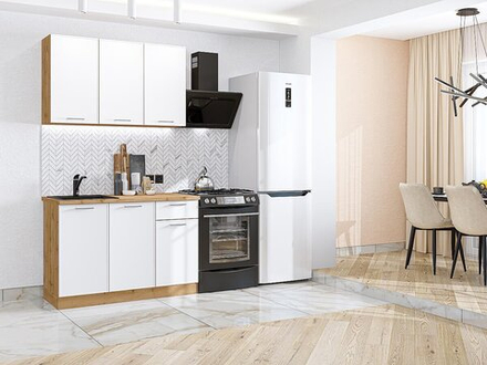 Прямая модульная кухня Квадро-03 Белый - Дуб Вотан 2140*1200*600