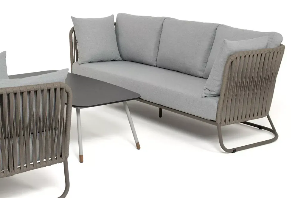 "Багамы" лаунж-зона 5-местная плетеная из роупа (веревки), каркас алюминиевый бежево-серый, роуп серо-коричневый