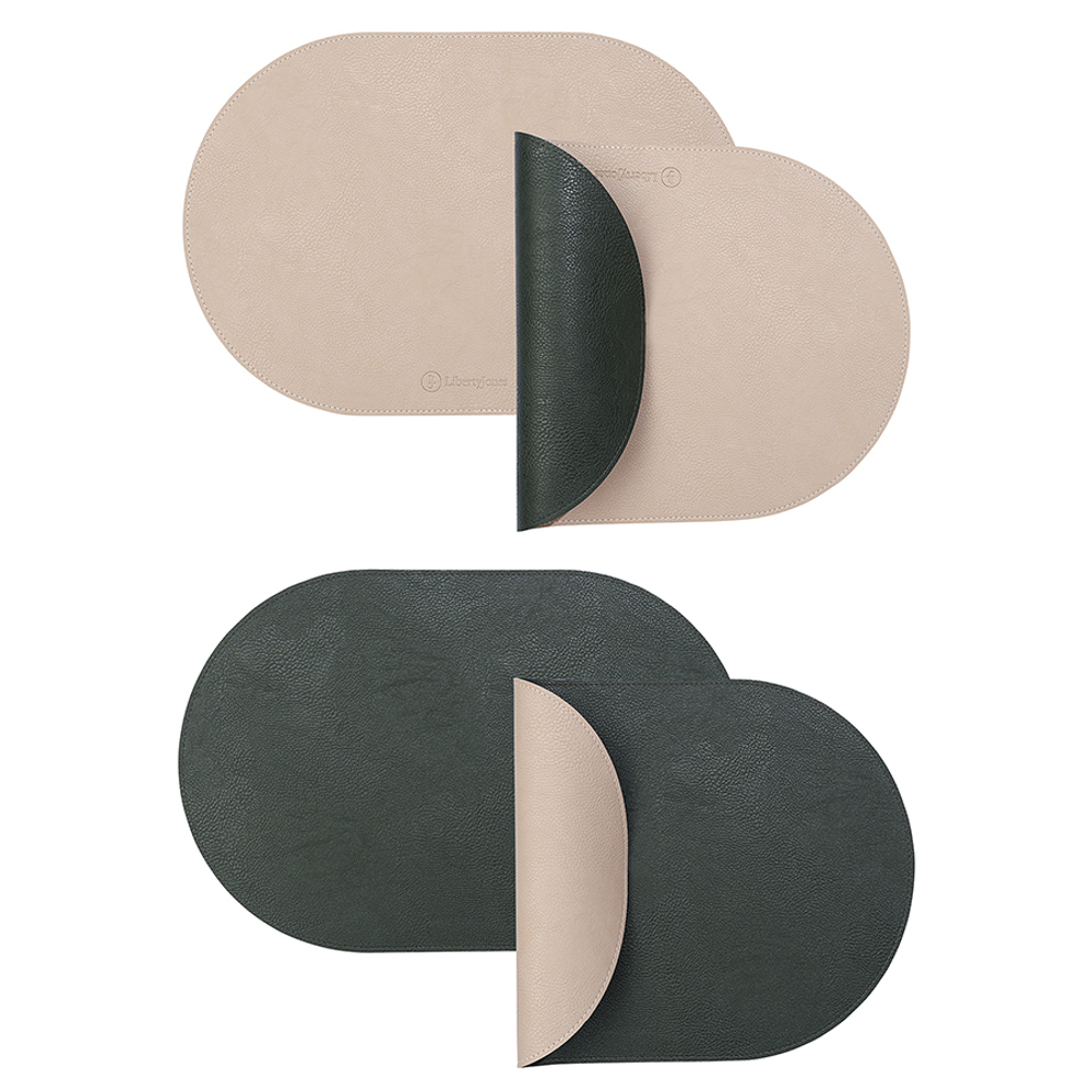 Набор из 4-х двухсторонних сервировочных салфеток pool, 30х45 см, зеленый/бежевый