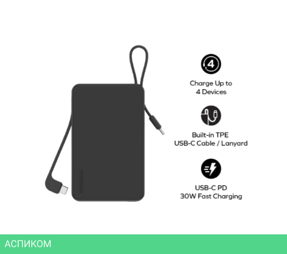 Портативное зарядное устройство Momax IP139 1-Power Vital+ White (IP139W)