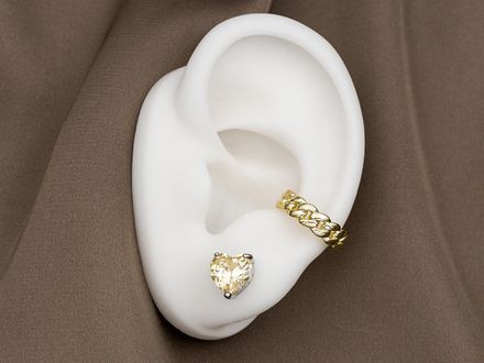 Серьги Сердце 9мм, цитрин