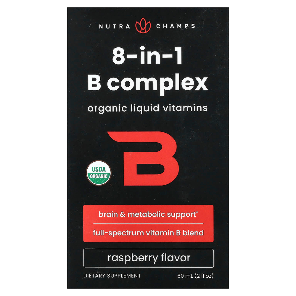 NutraChamps, комплекс витаминов группы B 8 в 1, малина, 60 мл (2 жидк. унции)