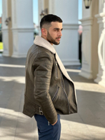 Дубленка коричневая кожаная