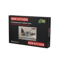 Сковорода 32/24 см h6 см New Kitchen Honeycombs нерж. с антиприг. покр. ИНДУКЦИЯ P.L.