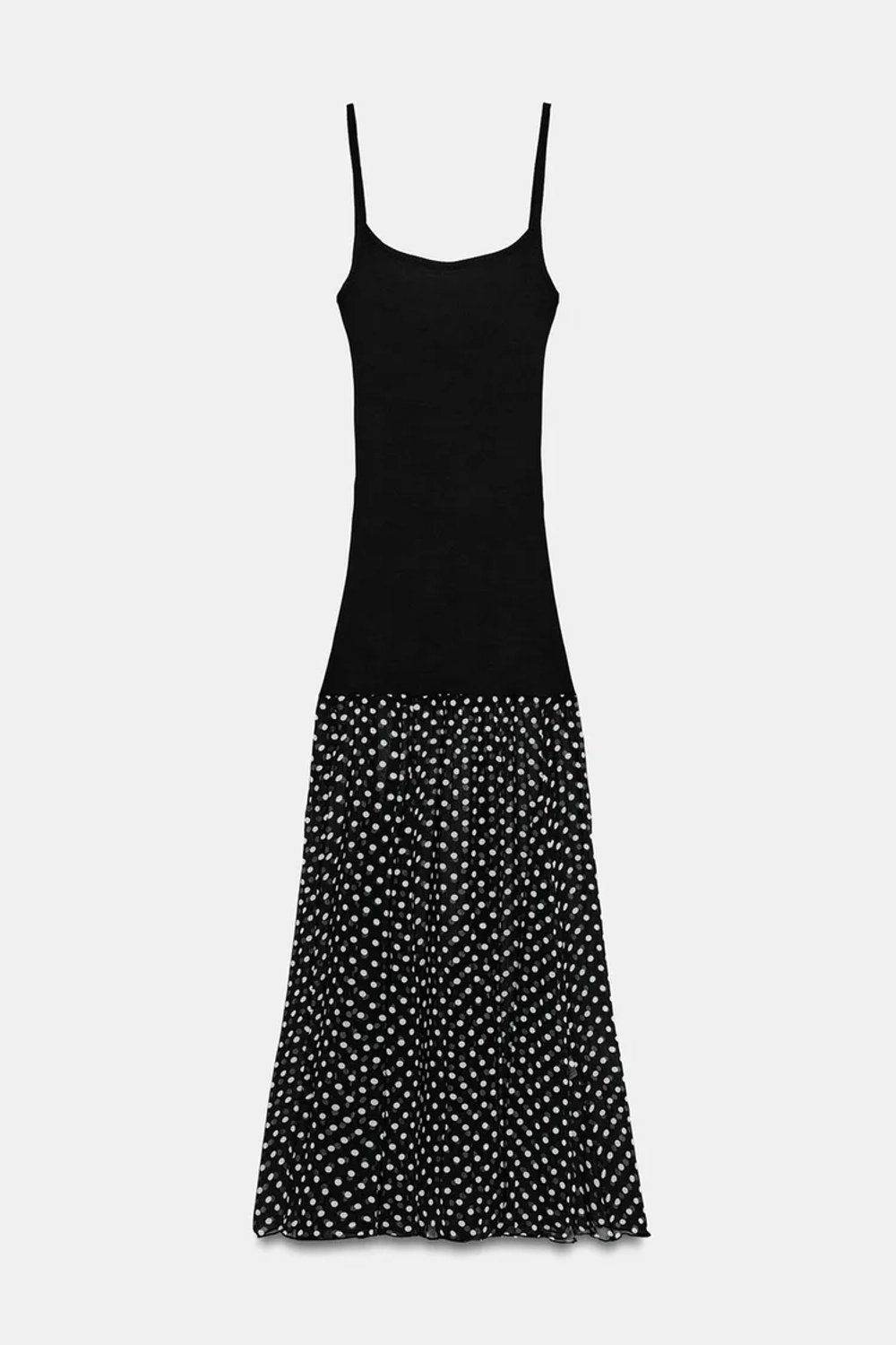 ZARA ПЛАТЬЕ МИДИ НА ТОНКИХ БРЕТЕЛЯХ, ЧЕРНЫЙ