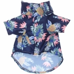 Рубашка для собак и кошек малых и средних пород «СТИЛЬНЫЙ БРО», цвет синий, принт ананасы с цветами, размер XL