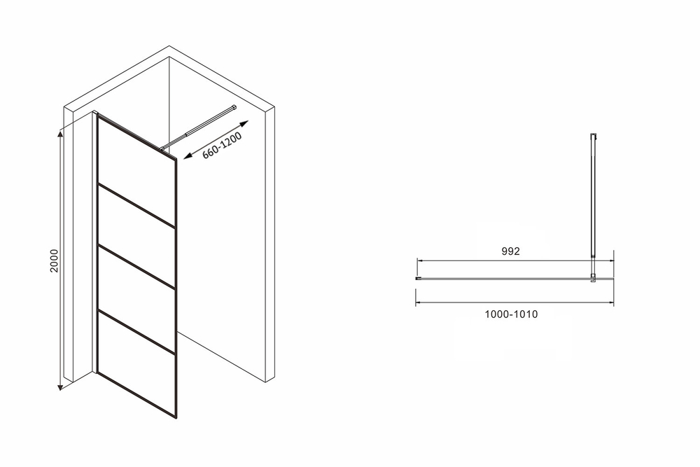 Душевая перегородка ABBER Immer Offen AG65100B