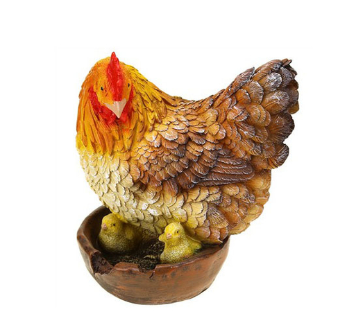 Фигурка Курочка с цыплятами в горшочке (полистоун)