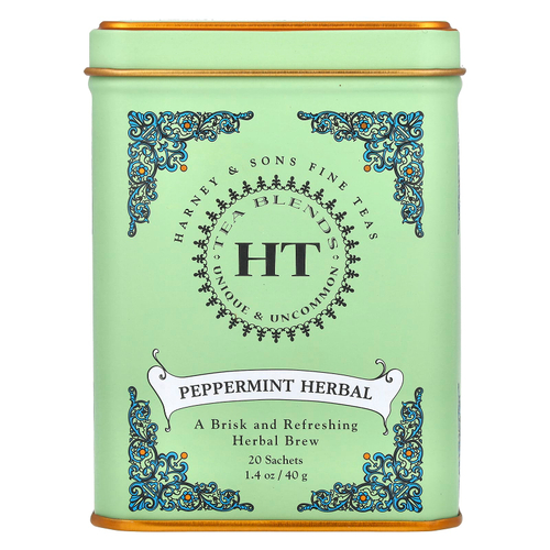 Harney & Sons, HT Tea Blends, травяная перечная мята, без кофеина, 20 пакетиков, 40 г (1,4 унции)