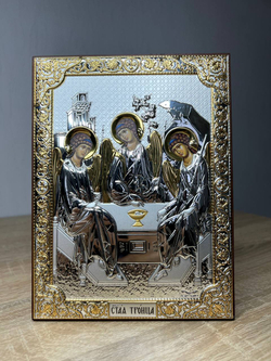 Св. Троица, икона прямоугольная без рамки, красное дерево 175х225