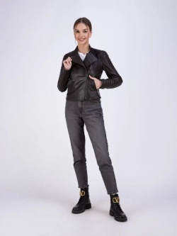 Косуха укороченная демисезонная куртка из натуральной кожи