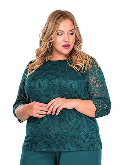 Кружевная блуза зелёная