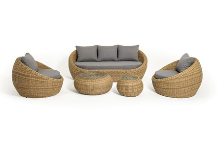 "Барселона" лаунж-зона из искусственного ротанга, цвет соломенный