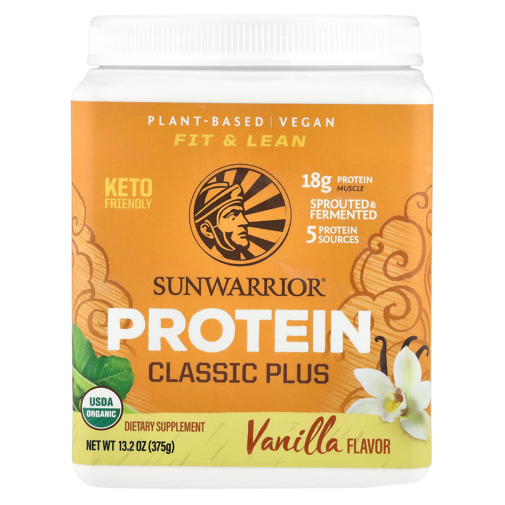 Sunwarrior, Protein Classic Plus, протеин на растительной основе, ванильный вкус, 375 г (13,2 унций)
