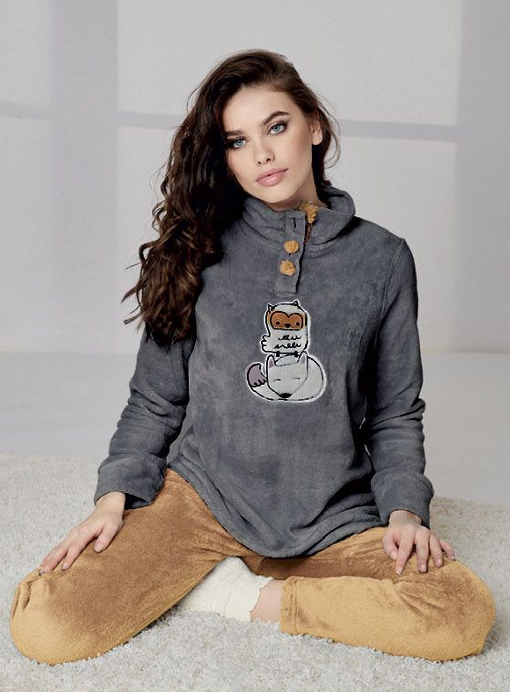 Теплый домашний костюм Night Life (Размер: S) (Цвет: светло-серый с серым)