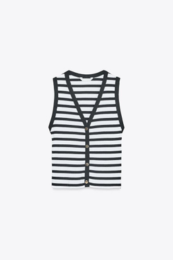 ZARA ЖИЛЕТ В ПОЛОСКУ С ПУГОВИЦАМИ, ПОЛОСКИ