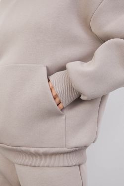 Утепленное худи свободного кроя цвета туман