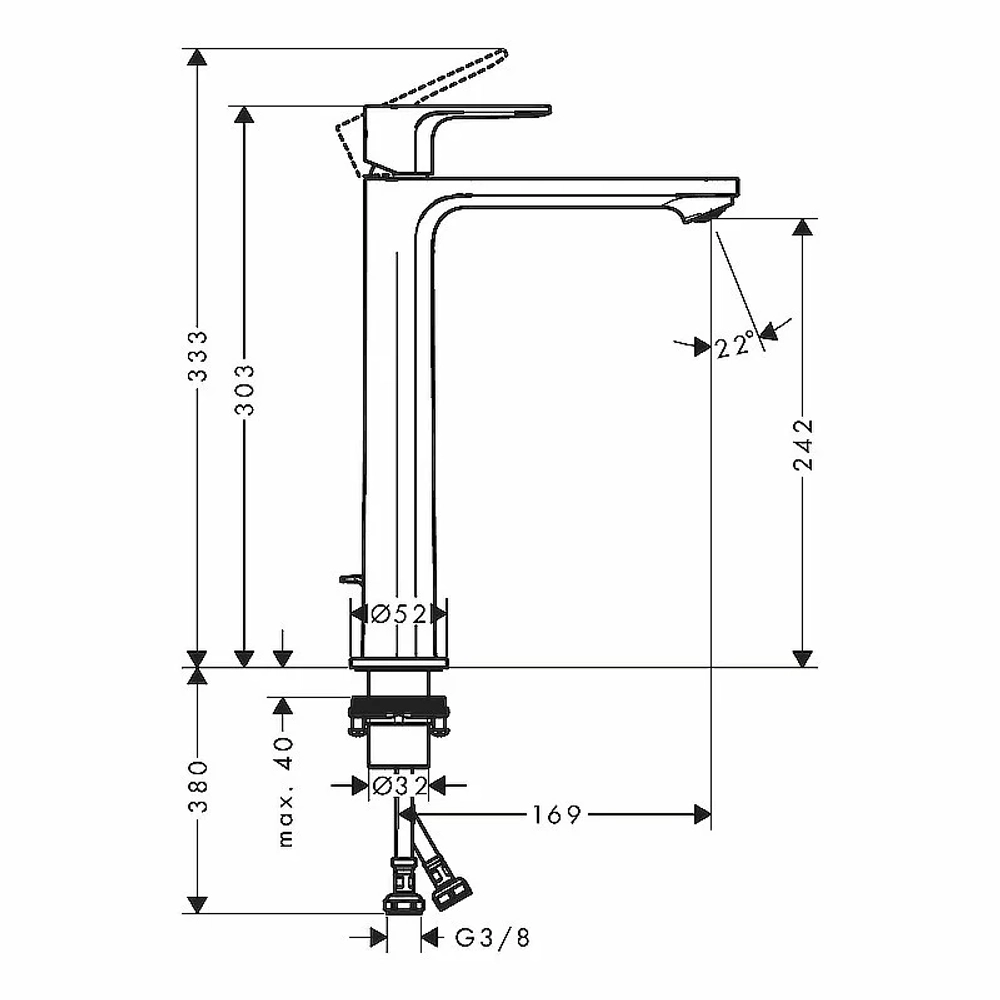 Смеситель для раковины Hansgrohe Rebris E 72581000 хром