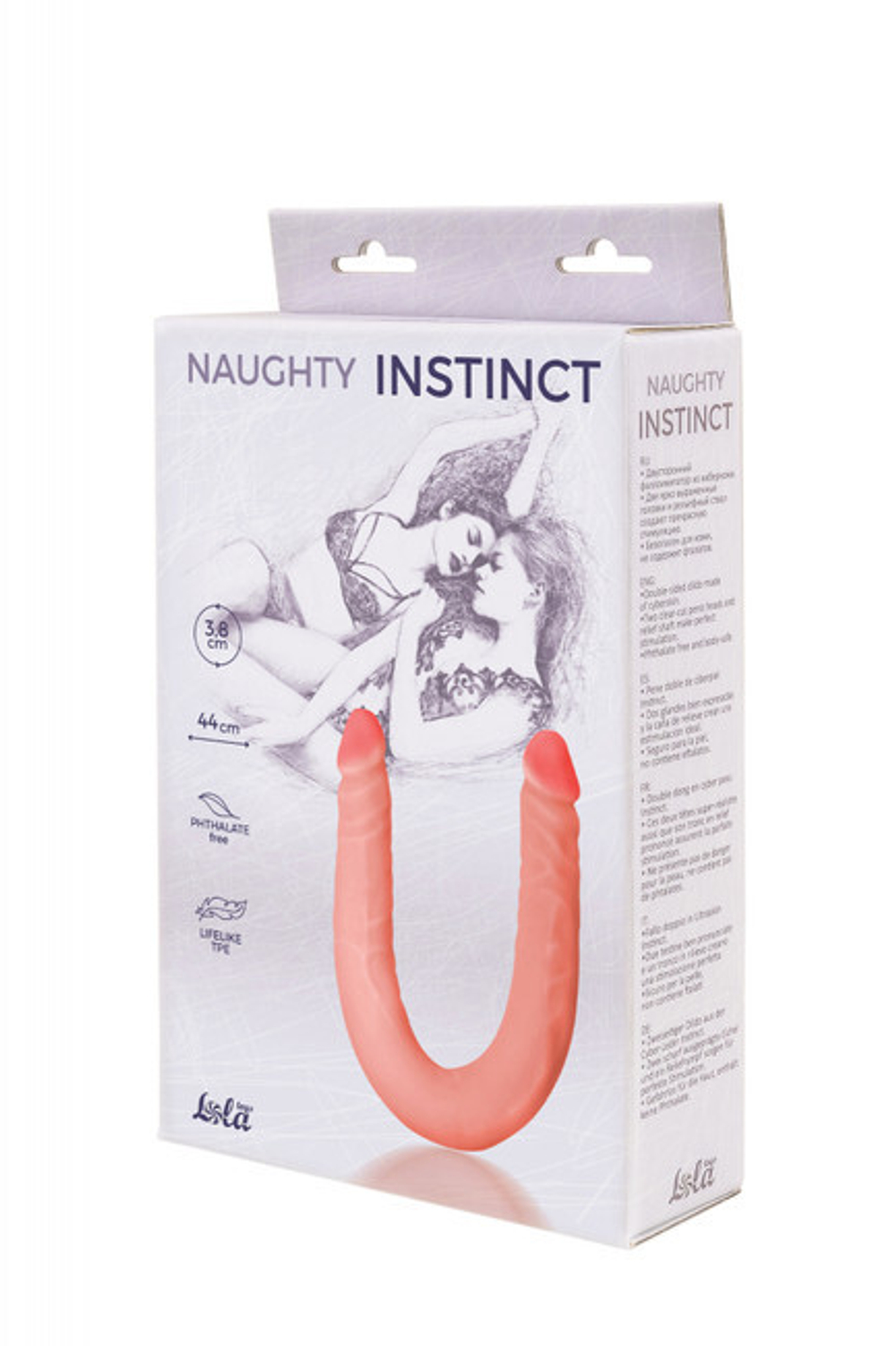 Двусторонний фаллоимитатор Naughty Instinct , 44 см (Цвет: телесный)