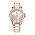 STARKING Bloom Collection Mechanical Movement Ceramic Strap Watch Women"s Watch White Dial