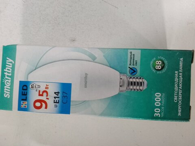 Лампа светодиодная SMARTBUY C37 9,5Вт 220V 6000K E14 (свеча, холодный свет)