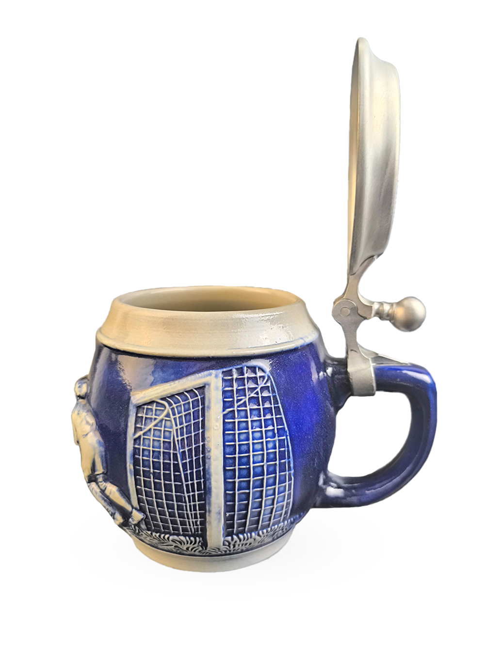 Кружка пивная " Футбол" (керамика с оловянной крышкой) Германия