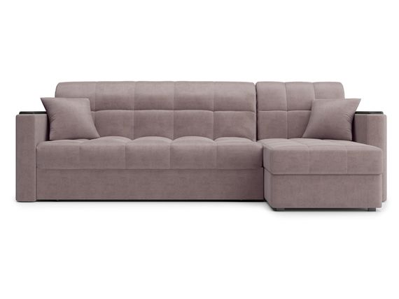Диван угловой с оттоманкой Неаполь 1,6 - Velutto 22 коричневый/накладка венге