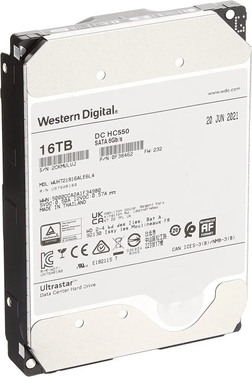 Корпоративный жесткий диск повышенной надежности HDD 16Tb WD ULTRASTAR SATA3 3,5" (WUH722016CLE6L4)