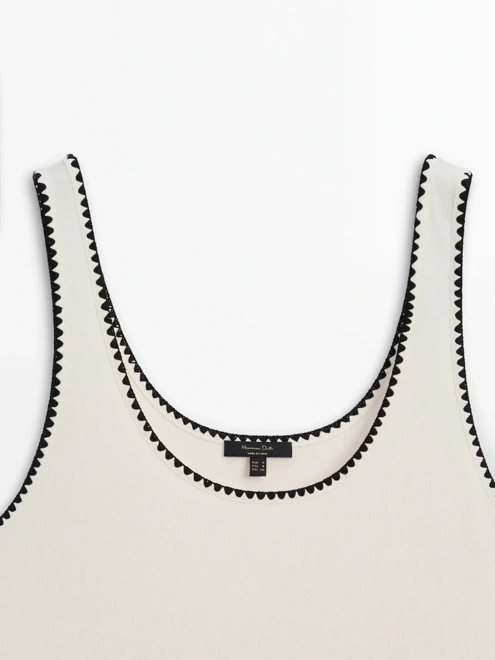 Massimo Dutti Топ на бретелях с контрастной окантовкой, натуральный, кремовый