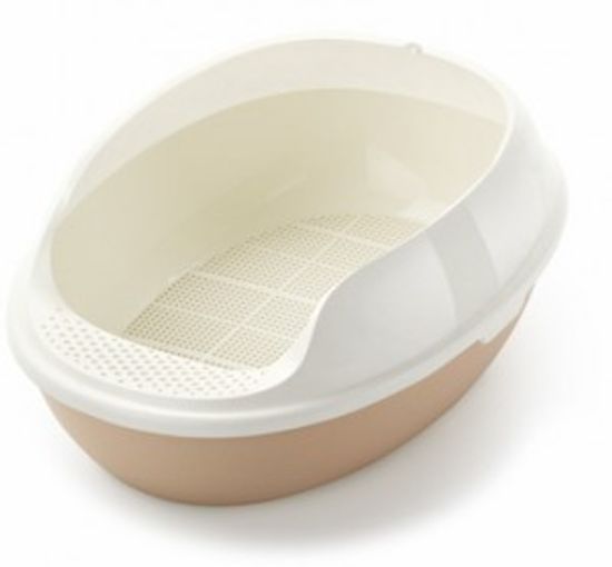 Макар  туалет овальный с бортом и совочком без решетки  бежевый 50*38*20 см Макар  туалет овальный с бортом и совочком без решетки  бежевый 50*38*20 см