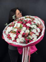 Букет роза, хризантема и альстрамерия