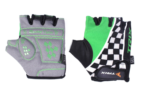 Перчатки TRIX детские S короткие пальцы дышащая антискользящие зелен.