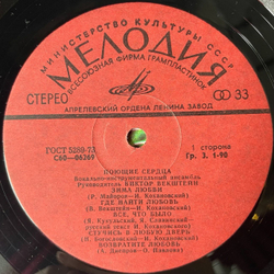 Винтажная виниловая пластинка LP ВИА Поющие Сердца Руководитель Виктор Векштейн (СССР 1976)