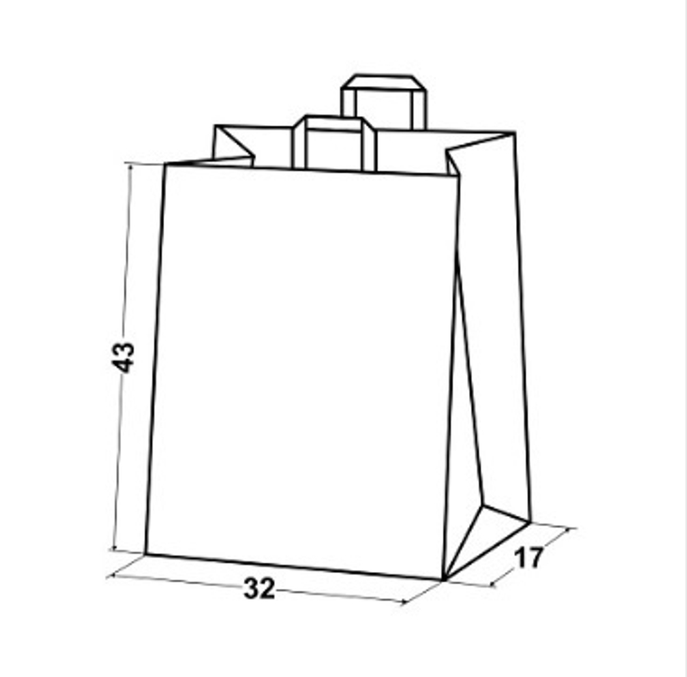 Крафт пакеты с плоскими ручками 43х32х17см 80гр/м белые (1/200шт)