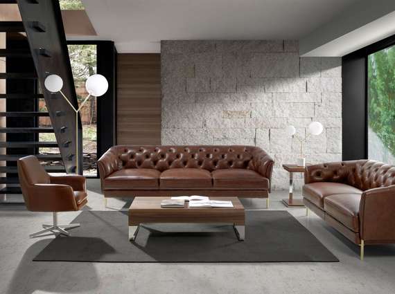 Поворотное кресло Angel Cerda 5093 из коричневой кожи