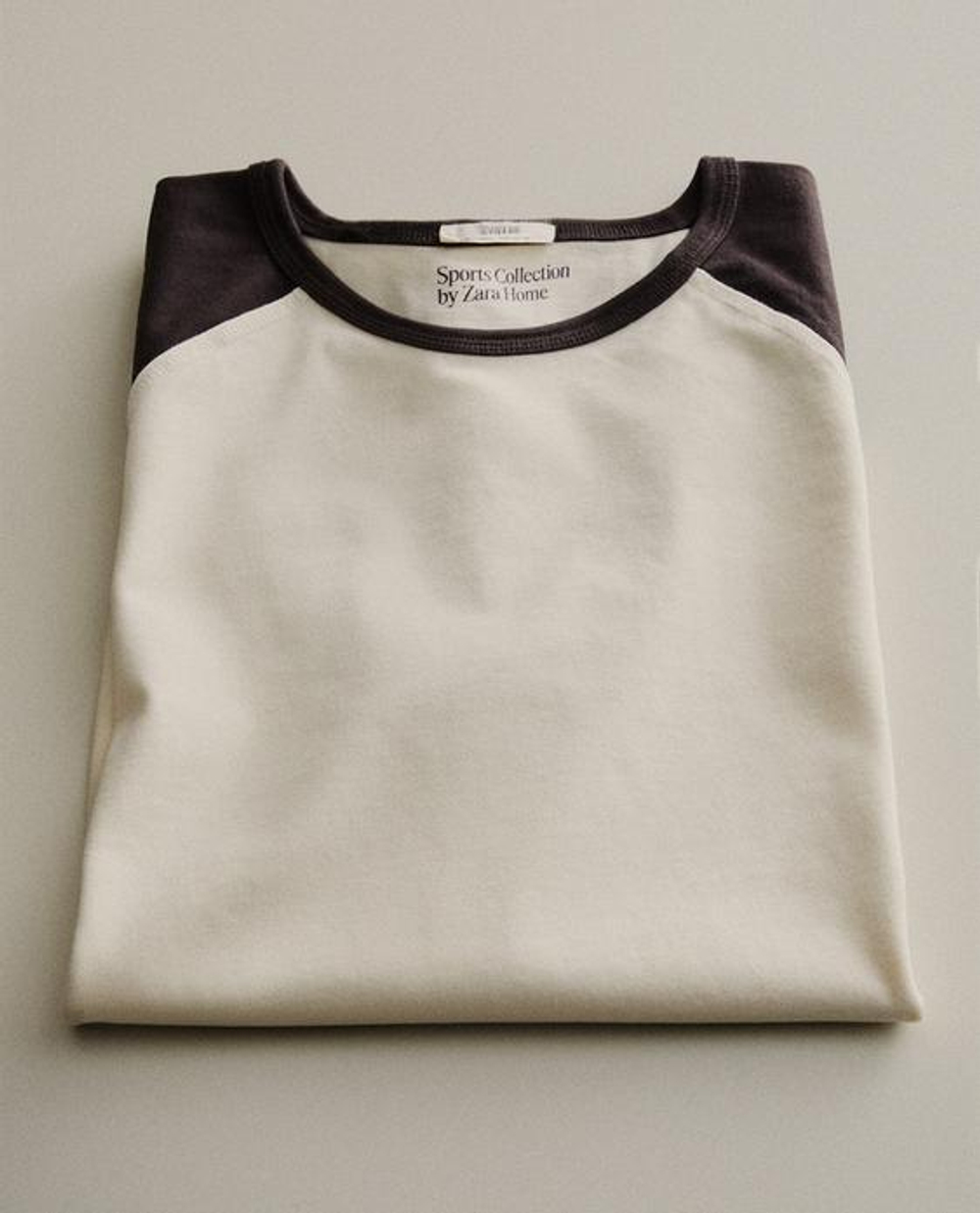 ZARA HOME ДВУХЦВЕТНАЯ ХЛОПКОВАЯ ФУТБОЛКА, ЭКРЮ