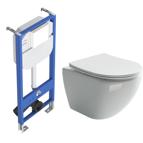 Комплект подвесной безободковый унитаз Ceramica Nova Metropol Rimless с крышкой-сиденьем CN4002 + инсталляция Creto Standart 1.0