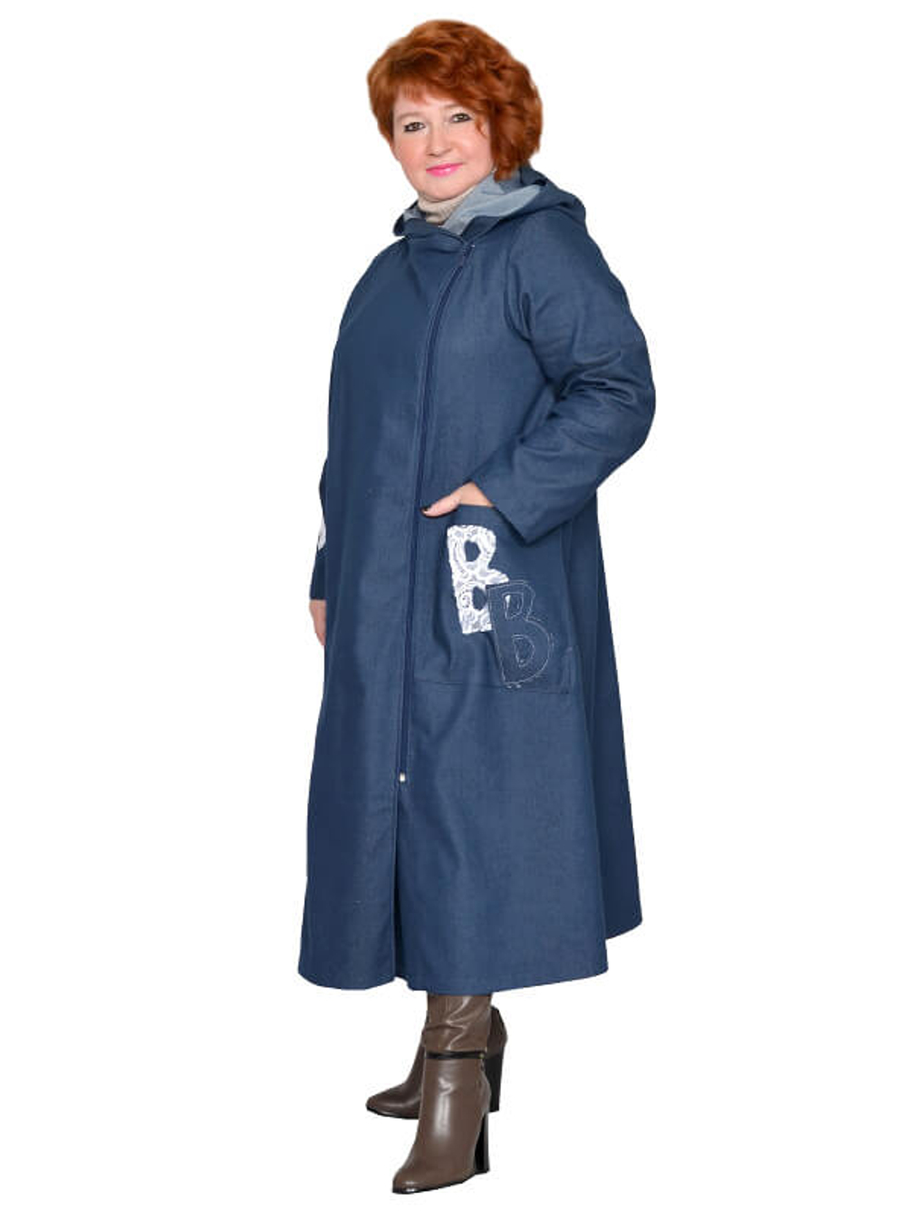 Плащ из джинсовой ткани Литера