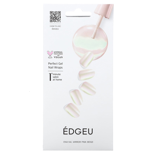 Edgeu, Perfect Gel Nail Wraps, ENA144, Mirror Pink Beige, набор из 19 предметов