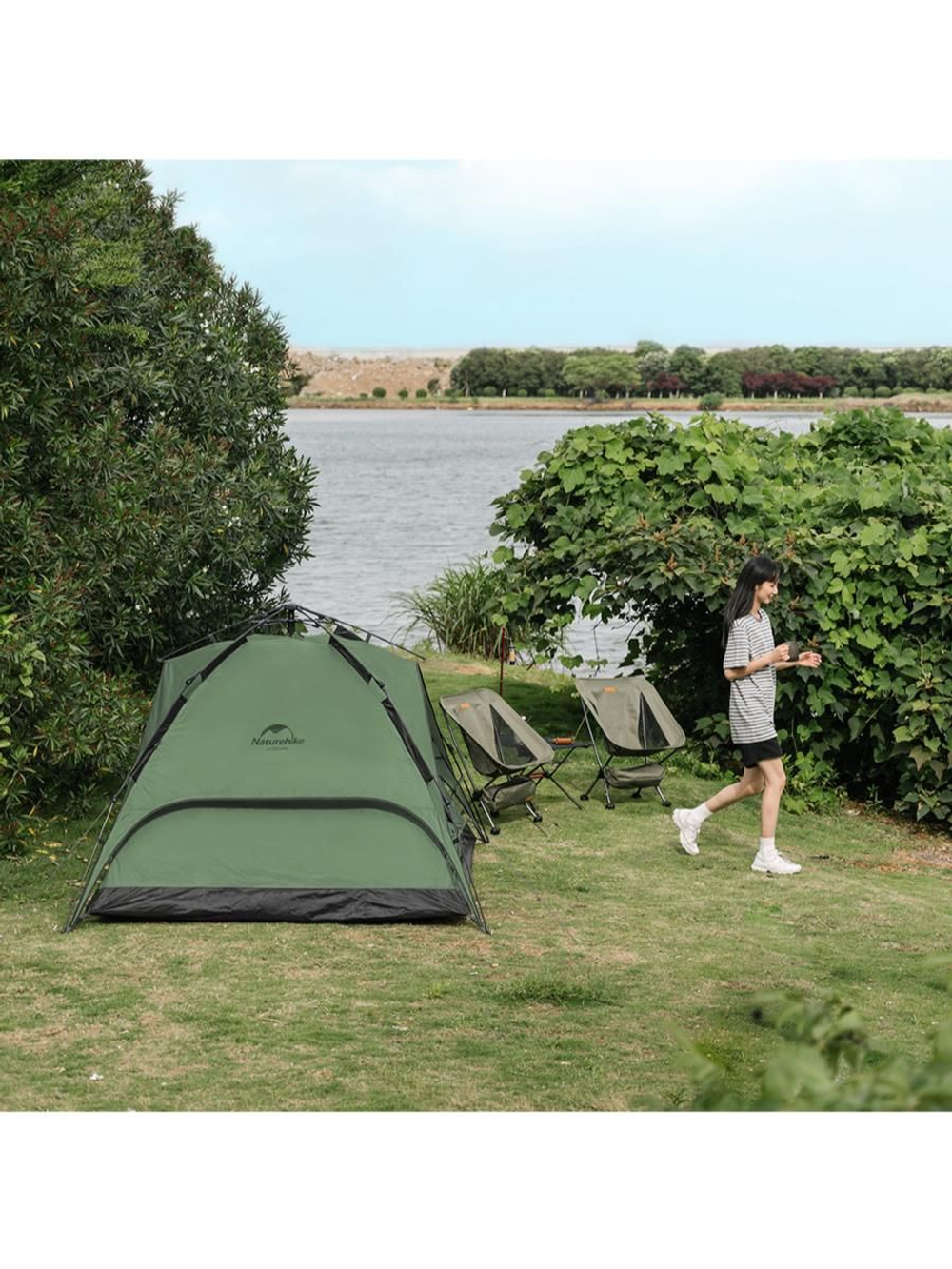 Палатка Naturehike автоматическая NH21ZP008, трехместная, зеленая, 6976023922336