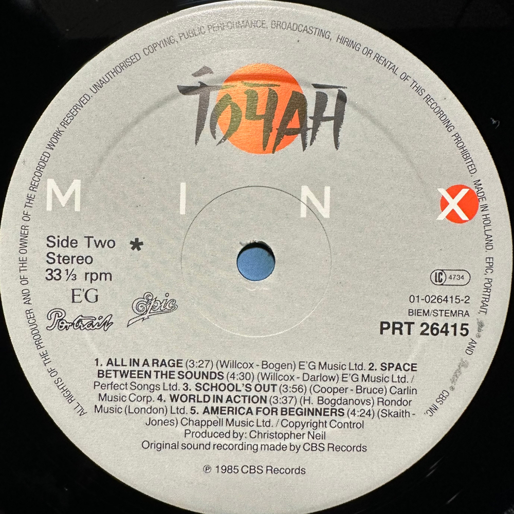 Toyah - Minx (Голландия 1985г.)