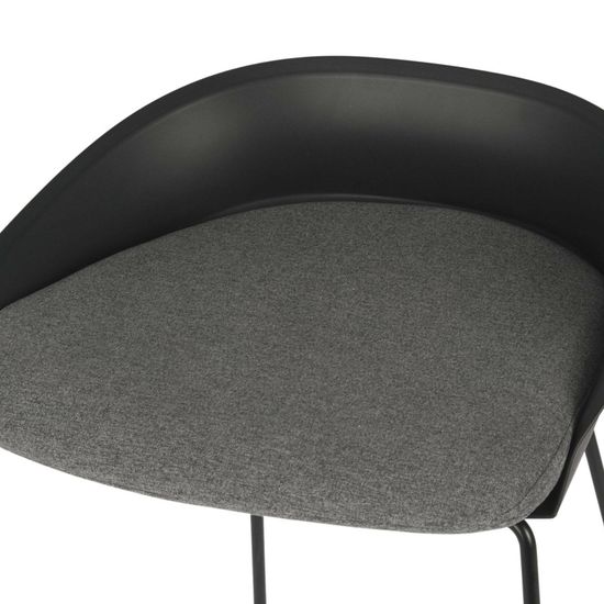 Барный стул Wally металлический черный, сиденье пластик и серая ткань