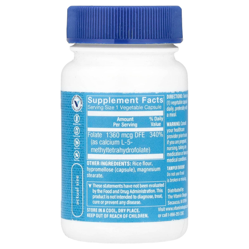 The Vitamin Shoppe, Метилфолат, 800 мкг, 60 растительных капсул