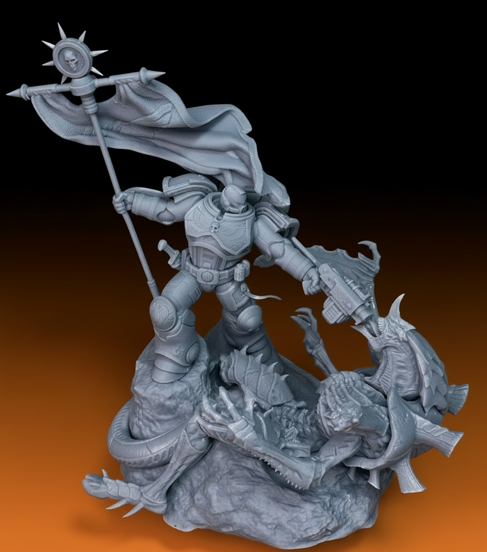 Фигурка, Космодесант Ультрамарин, Warhammer 40 000, высота композиции 21 см